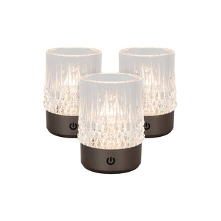 Lucide LILY - Wiederaufladbare Tischlampe - Akku/Batterie - Ø 8 cm - LED 3 StepDim - 1x3W 2700K/3000K - Schwarz Chrom - Set von 3
