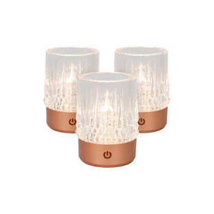 Lucide LILY - Rechargeable Table Lamp - Battery - Ø 8 cm - LED 3 StepDim - 1x3W 2700K/3000K - Copper - Set of 3