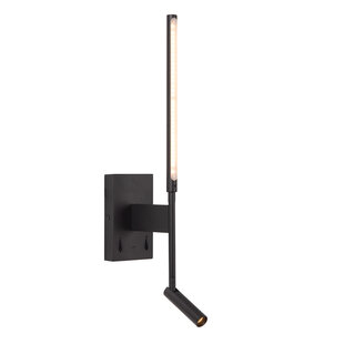 Lucide FINAN - Lámpara de Pared - LED - 2700K - Con Punto de Carga USB - Negro