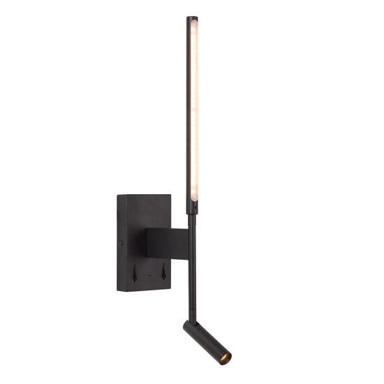 LUCIDE Lucide FINAN - Wandlampe - LED - 2700K - Mit USB-Ladepunkt - Schwarz - Ideal für moderne Innenbeleuchtung