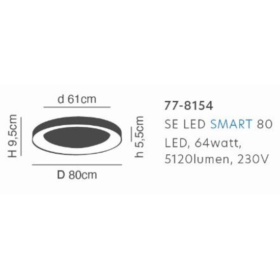 Homelighting Amaya SE LED 80 - Moderne zwarte plafondlamp met slimme functies