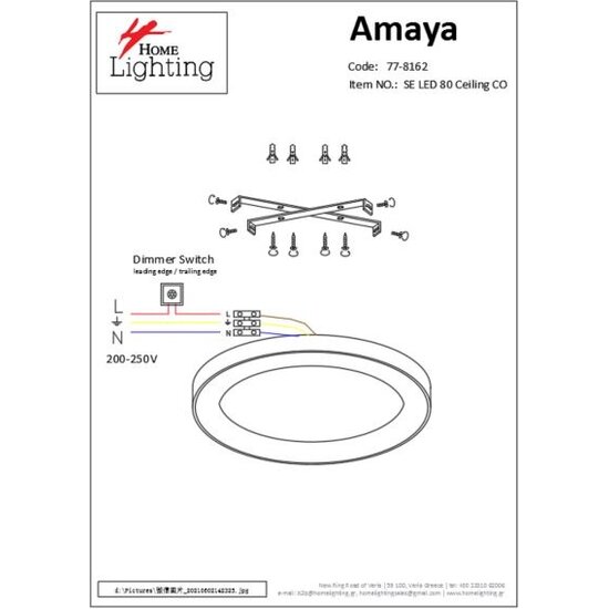 Homelighting Amaya Celing SE LED 80 - Lámpara de techo de cobre moderna para una iluminación elegante