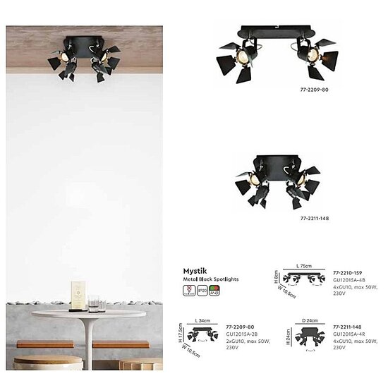Homelighting Mystik GU12015A-1R - Lámpara de pared y techo elegante para cualquier espacio