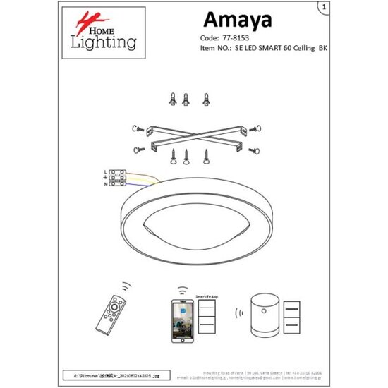 Homelighting Amaya SE LED 60 - Moderne schwarze Deckenlampe für jeden Raum