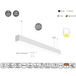 Homelighting MP61.70P-143-H-3-O-OF-WH 61.5x70mm 143cm