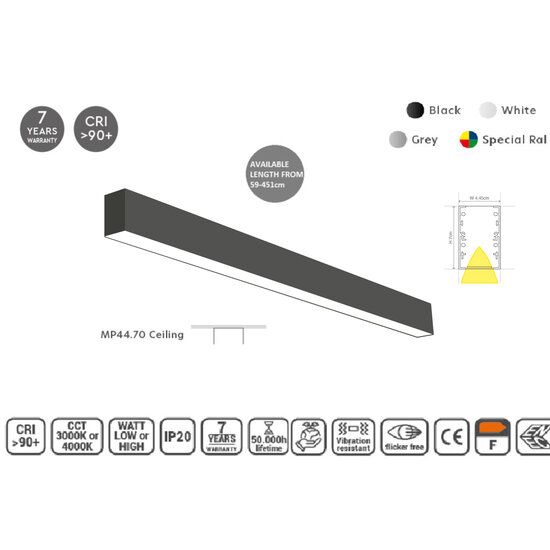 Masterlighting Homelighting MP44.70C-283-H-3-O-OF-BL 44.5x70mm 283cm - Perfecte verlichting voor industriële ruimtes