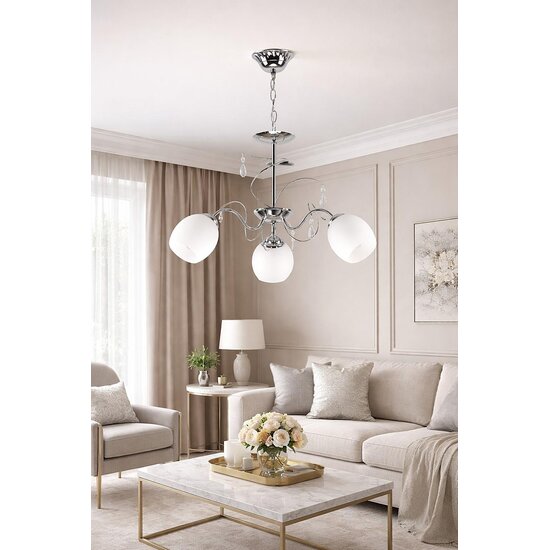 Homelighting Ferrow KQ 2221/3 - Elegant metal pendant lamp with opal glass
