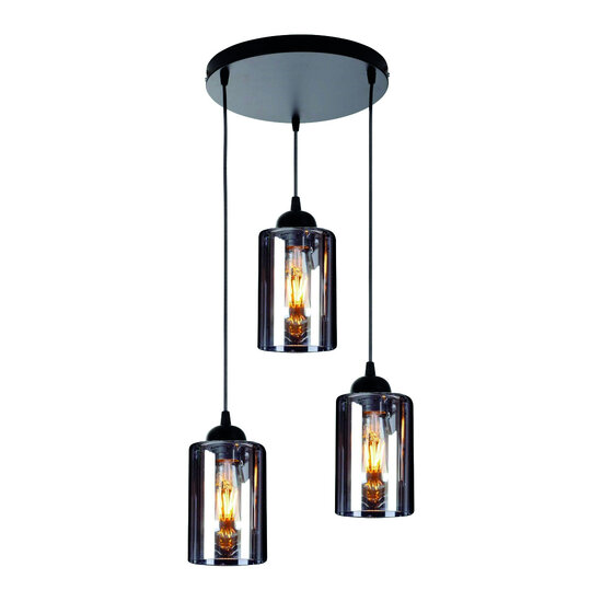 Homelighting Smog KQ 8877-3A - Elegante hanglamp met gerookt glas