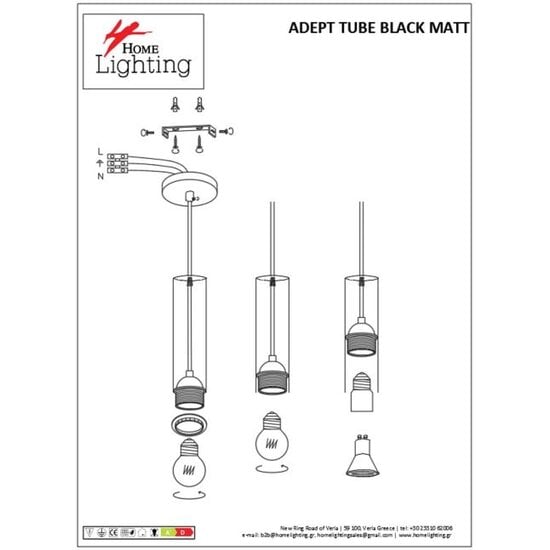Homelighting Adept Tube SE21-BL-5 - Modern pendant lamp for stylish lighting
