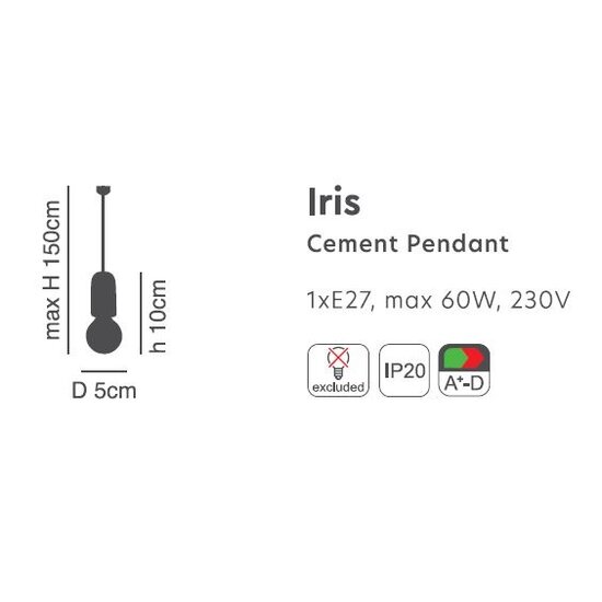 Homelighting Iris SE 149-WH - Lampe suspendue en ciment moderne pour tous les espaces