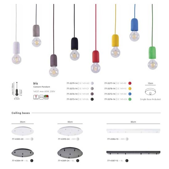 Homelighting Iris SE 149-5 - Moderne Zement Pendelleuchte für stilvolle Beleuchtung