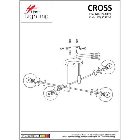 Homelighting Cross KQ S0982-4 - Moderne hanglamp voor sfeervolle verlichting