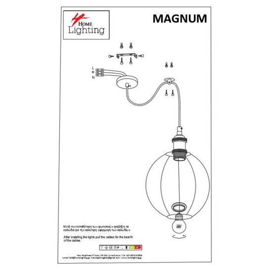 Homelighting Magnum Flex SE21-BR-10-BL3-GR12 - Lámpara colgante industrial elegante para cualquier espacio