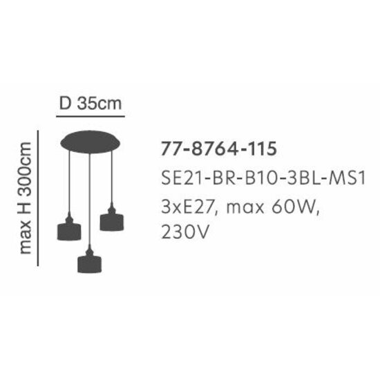 Homelighting Magnum Flex SE21-BR-10-3BL-GR12 - Stylish industrial pendant lamp for any space