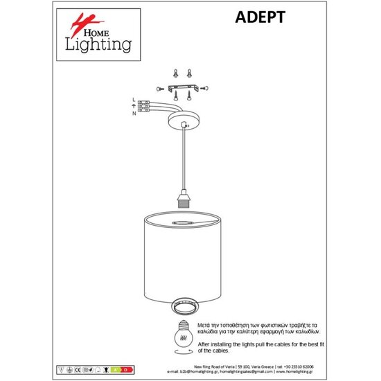 Homelighting Adept Flex SE21-BL-B10-4BL-SH123 - Moderne hanglamp voor sfeervolle verlichting