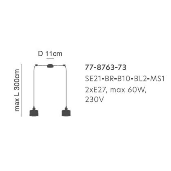 Homelighting Magnum SE21-BR-10-BL2-MS1 - Modern pendant lamp for stylish lighting