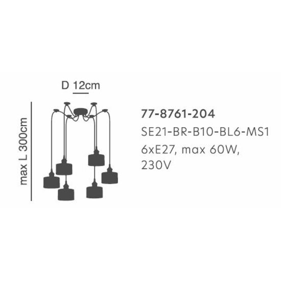 Homelighting Magnum SE21-BR-10-BL6-MS1 - Suspension moderne pour un éclairage élégant