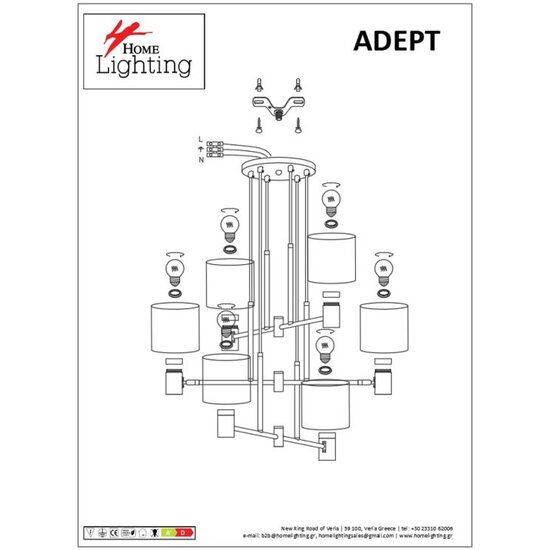 Homelighting Adept SE21-BL-100-SH3 - Lámpara colgante moderna para una iluminación elegante