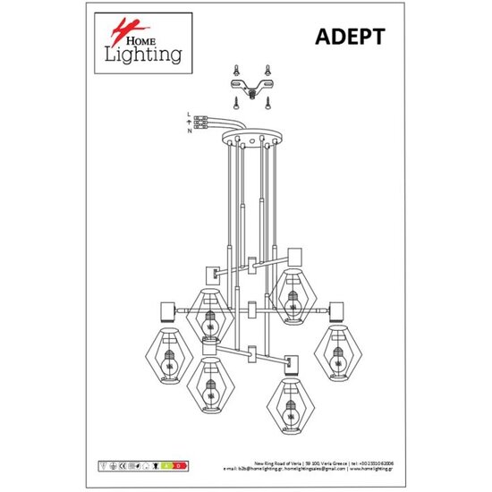 Homelighting Adept SE21-BL-100-GR1 - Stilvolle industrielle Pendelleuchte für jeden Raum