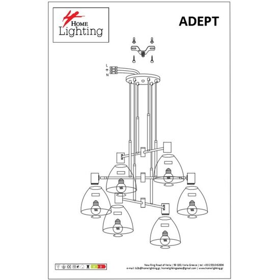 Homelighting Adept SE21-BL-100-MS2 - Lámpara colgante moderna para una iluminación elegante