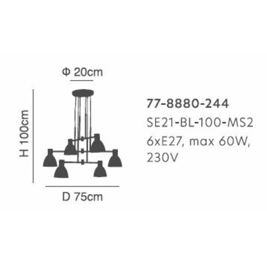Homelighting Adept SE21-BL-100-MS2 - Lámpara colgante moderna para una iluminación elegante