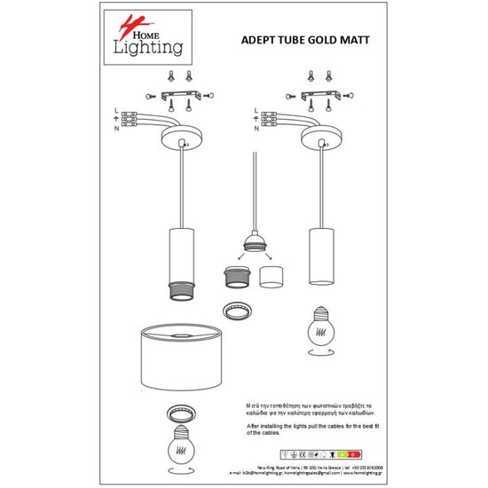 Homelighting Adept Tube SE21-BL-4-MS1 - Moderne hanglamp voor sfeervolle verlichting