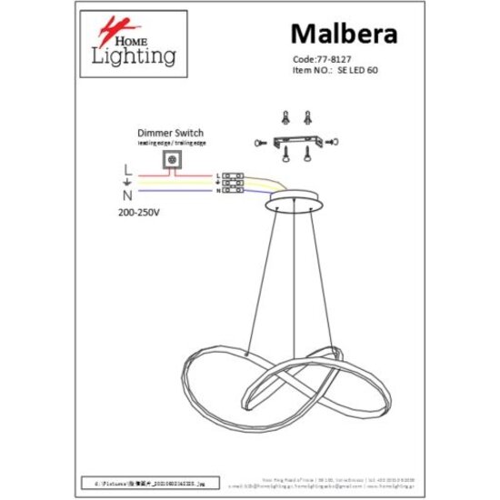 Homelighting Malbera SE LED 60 - Lampe suspendue moderne pour un éclairage élégant