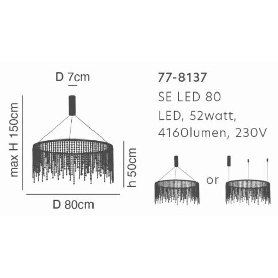 Homelighting Crescendo SE LED 80 - Moderne Pendelleuchte mit Kristall