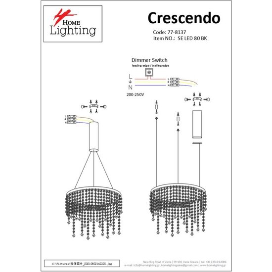 Homelighting Crescendo SE LED 80 - Moderne Pendelleuchte mit Kristall