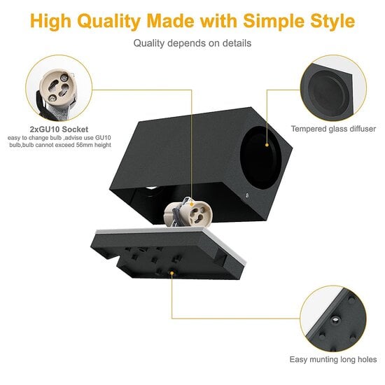 Homelighting Cuadro Down SE-WL-S1-DG - Modern outdoor wall lamp
