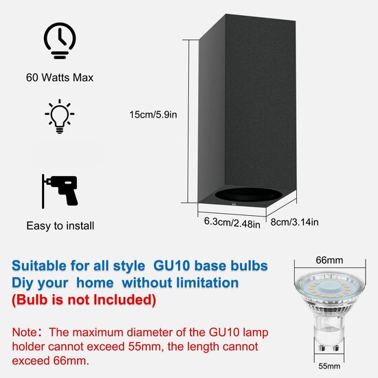 Homelighting Cuadro Down SE-WL-S1-DG - Moderne wandlamp voor buiten