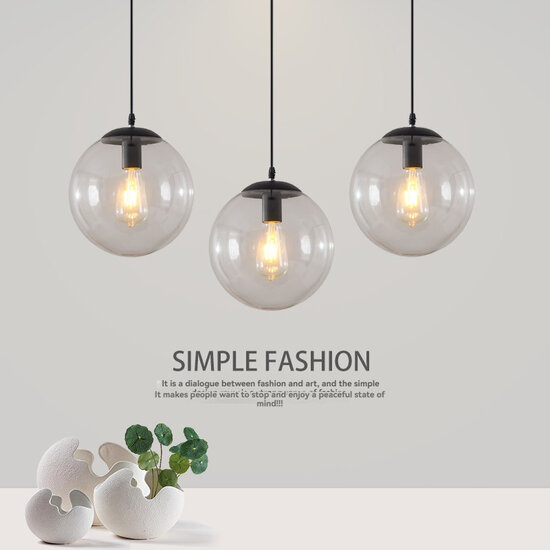 Homelighting Globe SE 3000-1 - Suspension noire moderne avec verre clair
