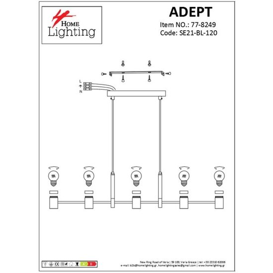 Homelighting Adept SE21-BL-120 - Modern pendant lamp for stylish lighting
