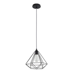 SE21-BL-33 MILA BLACK METAL GRID PENDANT