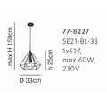 Homelighting SE21-BL-33 MILA BLACK METAL GRID PENDANT - Perfecta para una atmósfera industrial
