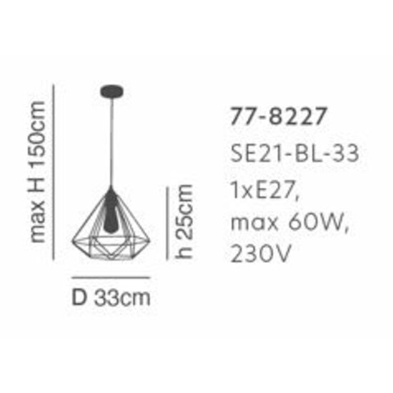 Homelighting SE21-BL-33 MILA BLACK METAL GRID PENDANT - Perfecta para una atmósfera industrial