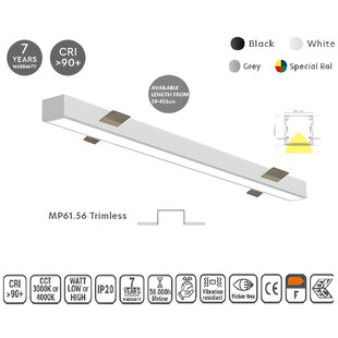 Homelighting MP61.56T-255-H-3-O-OF-WH 61.5x56mm 255cm