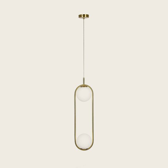 Homelighting Prato SE 110-2 - Lámpara colgante dorada de dos luces con vidrios opales