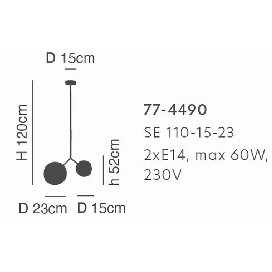 Homelighting Prato SE 110-15-23 - Moderne Pendelleuchte mit zwei opalen Gläsern