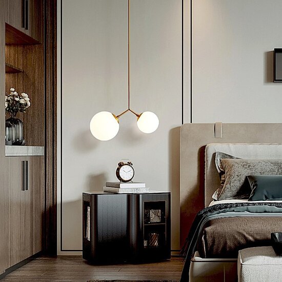 Homelighting Prato SE 110-15-23 - Modern pendant lamp with two opal glasses