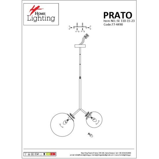 Homelighting Prato SE 110-15-23 - Moderne Pendelleuchte mit zwei opalen Gläsern