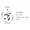 Homelighting Prato SE 110-7 - Suspension élégante avec 7 verres opales