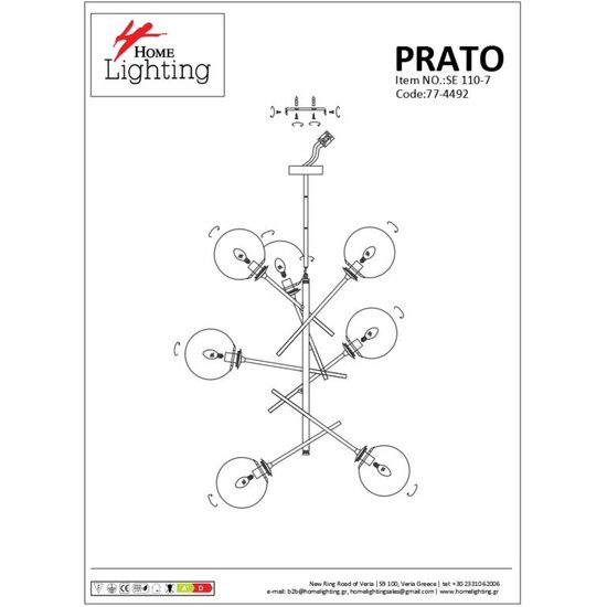 Homelighting Prato SE 110-7 - Elegant pendant lamp with 7 opal glasses