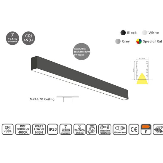 Masterlighting Homelighting MP44.70C-115-H-3-O-OF-BL 44.5x70mm 115cm - Ideale Beleuchtung für industrielle Räume