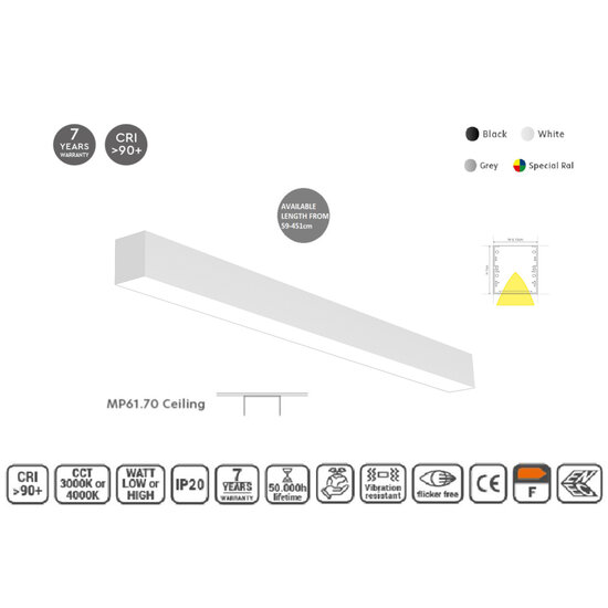 Masterlighting Homelighting MP61.70P-143-S-3-O-OF-WH 61.5x70mm 143cm - Ideal industrial pendant lamp for atmospheric lighting