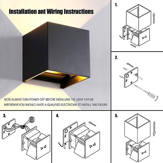 Homelighting Cubo SE-WLL-3K-DG - Applique murale moderne pour l'extérieur