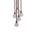 Homelighting GRENADE-5 - Industriële hanglamp met touw en zwart metaal