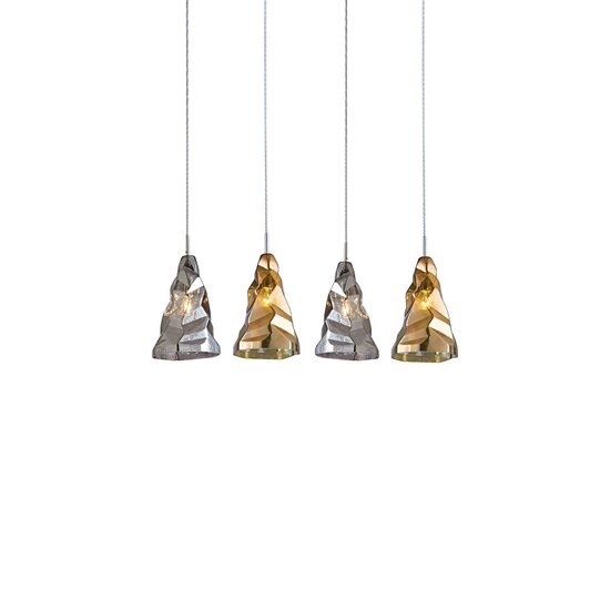 Homelighting Luigi SE4312-04 - Handmade glass pendant lamp in gold and smoke