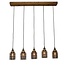 Homelighting Okda Rail HL-2248JG-5P - Lámpara colgante con tarros y base de madera