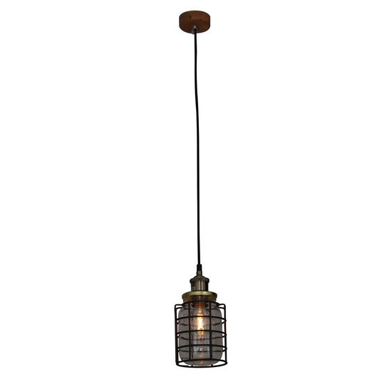 Homelighting Okda HL-2248JG-1 - Suspension avec bocaux et grille sur base en bois